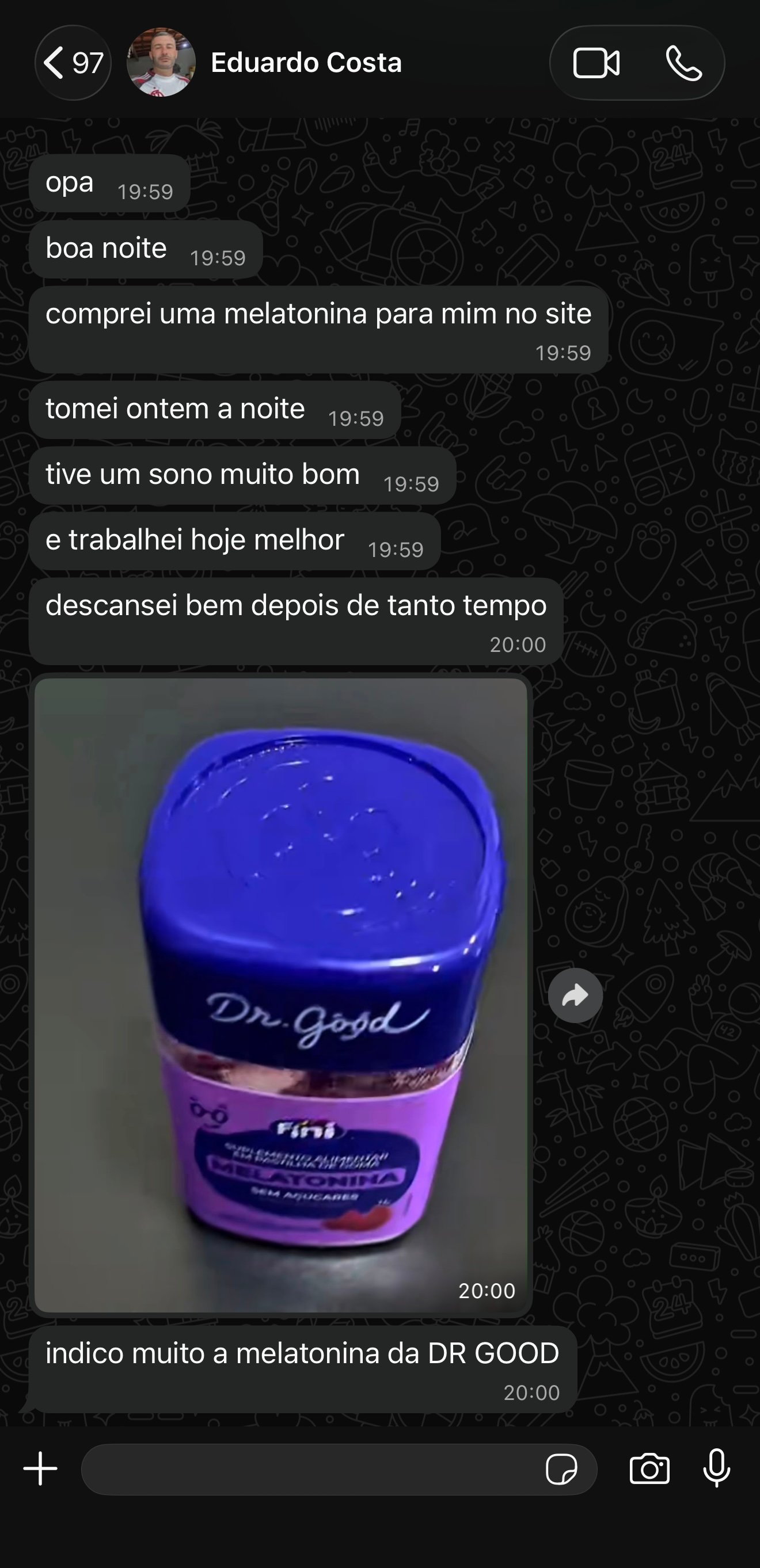 Print de avaliação real no WhatsApp